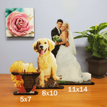 Load image into Gallery viewer, 8x10 PhotoStatuettes™ Acrylic Photo Cut Outs, Picture Sculptures, Photo Cutouts, Picture Statuettes
