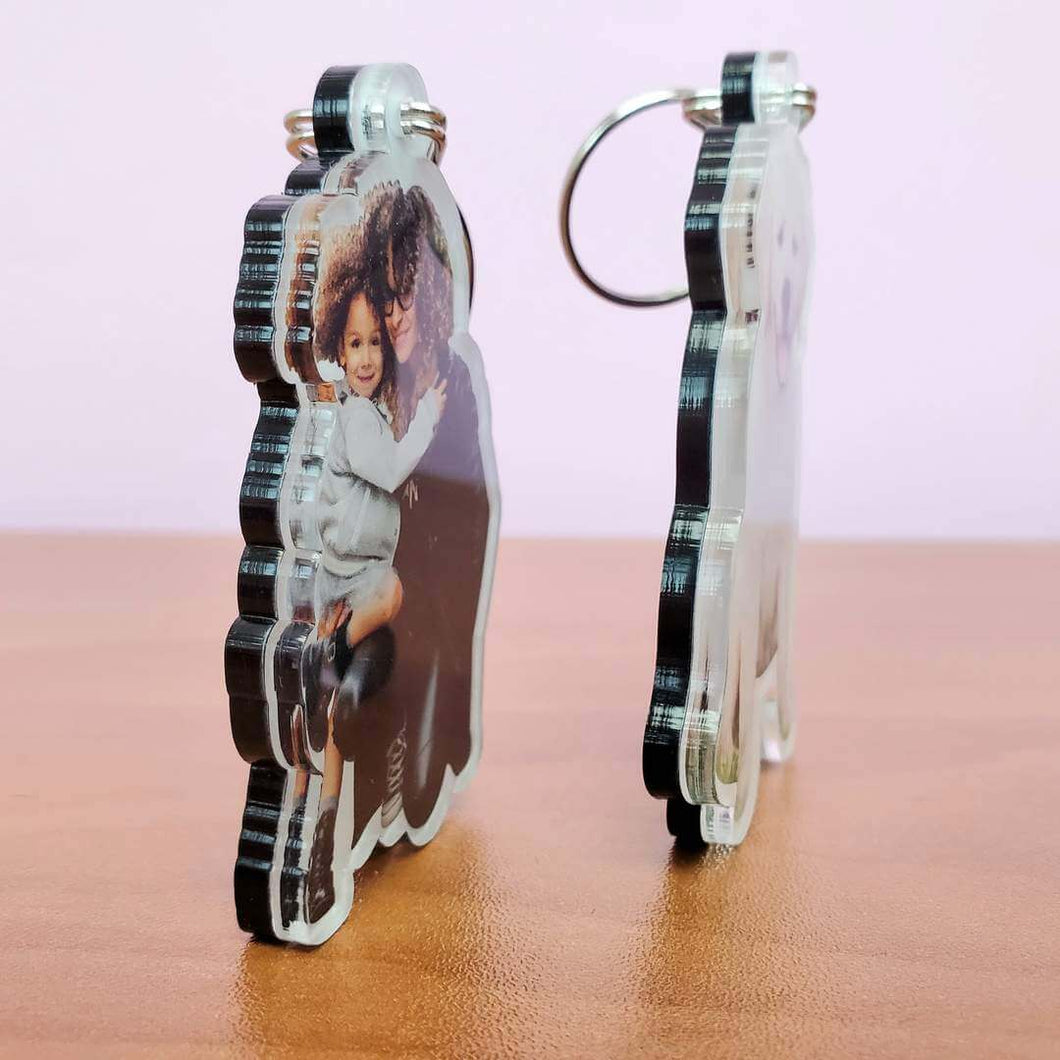 Two Full Cut Out Photo Keychains Set, Acrylic, Custom from your own photo